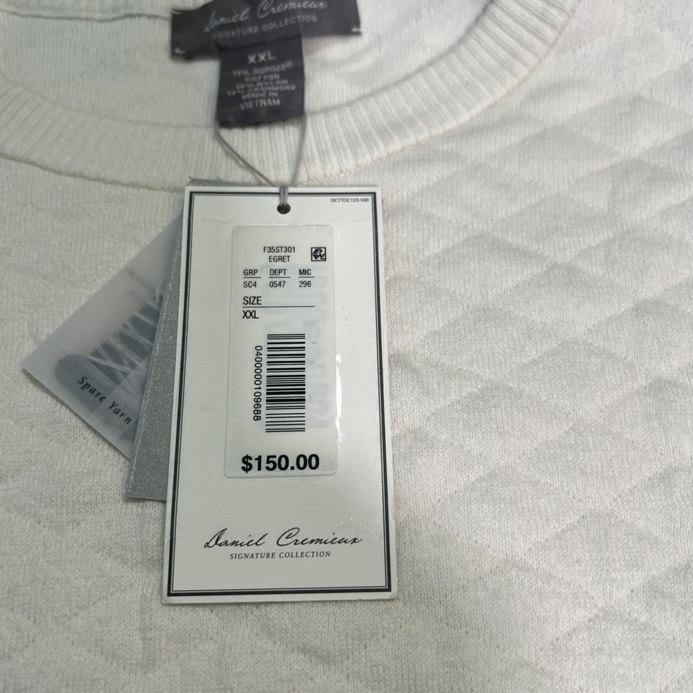 Daniel Cremieux Cotton Cashmere Blend Pullover Sweater Quilted Men's XXL Ivory - Picture 4 of 8